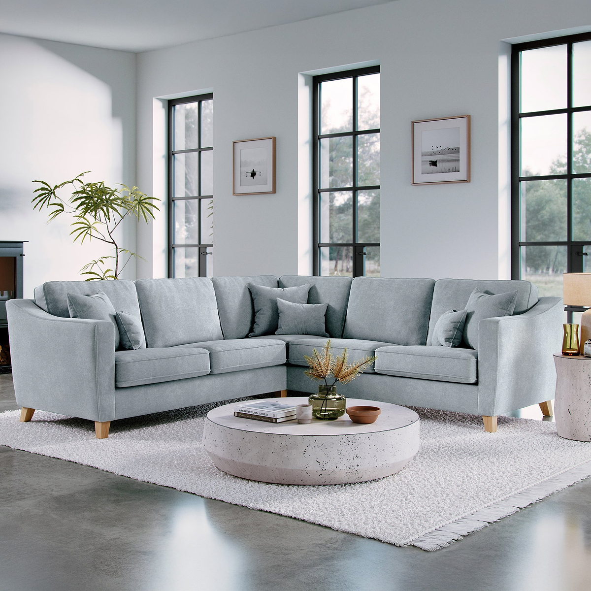 Claridge Soft Chenille Corner Sofa Ice from Roseland Furniture
