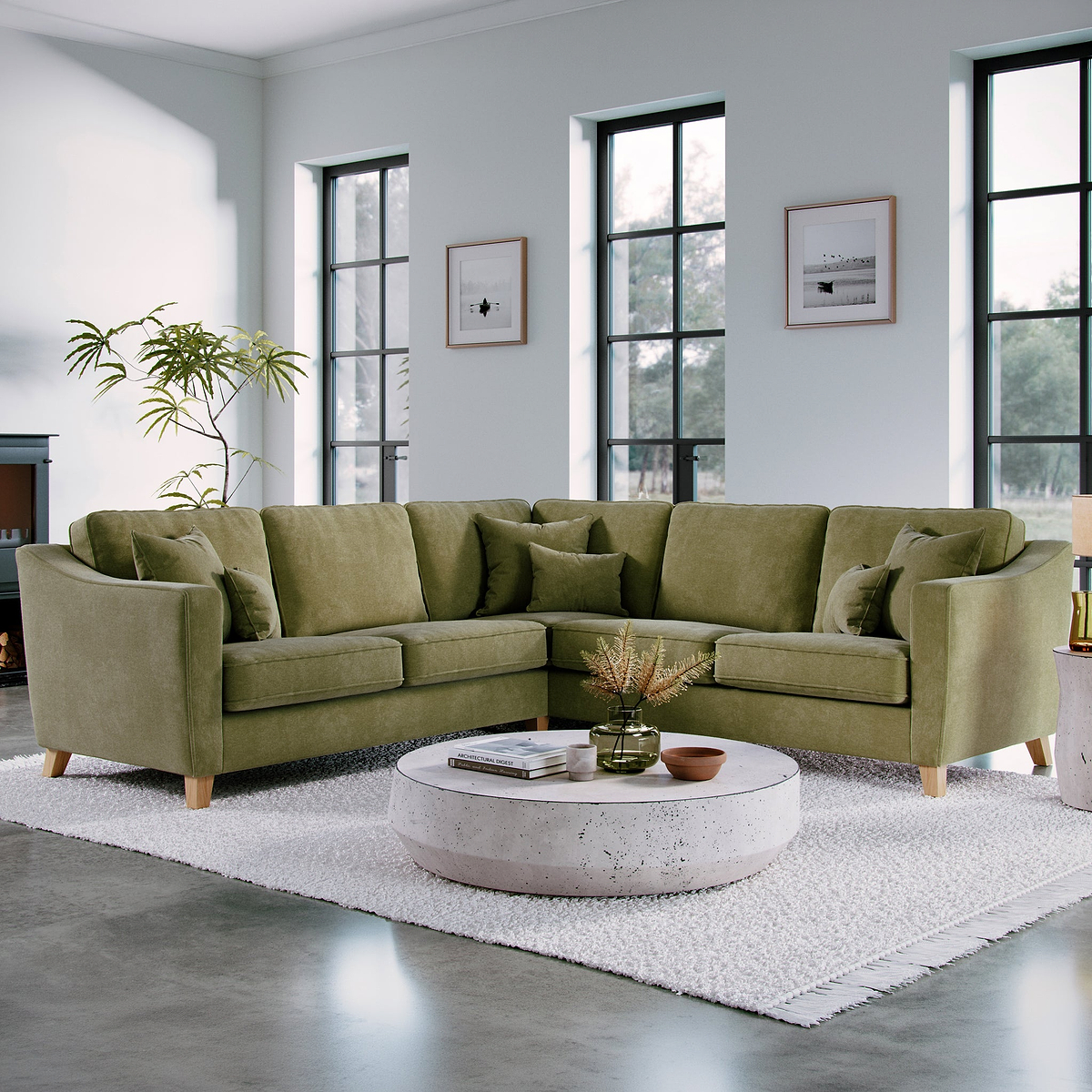 Claridge Moss Green Large Corner Sofa from Roseland Furniture