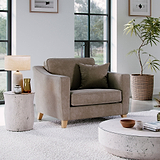 Claridge Soft Chenille Snuggle Chair Beige Life1 from Roseland Furniture