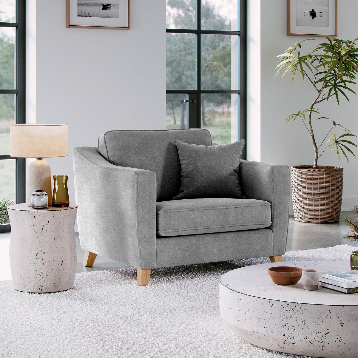 Claridge Soft Chenille Snuggle Chair Steel from Roseland Furniture