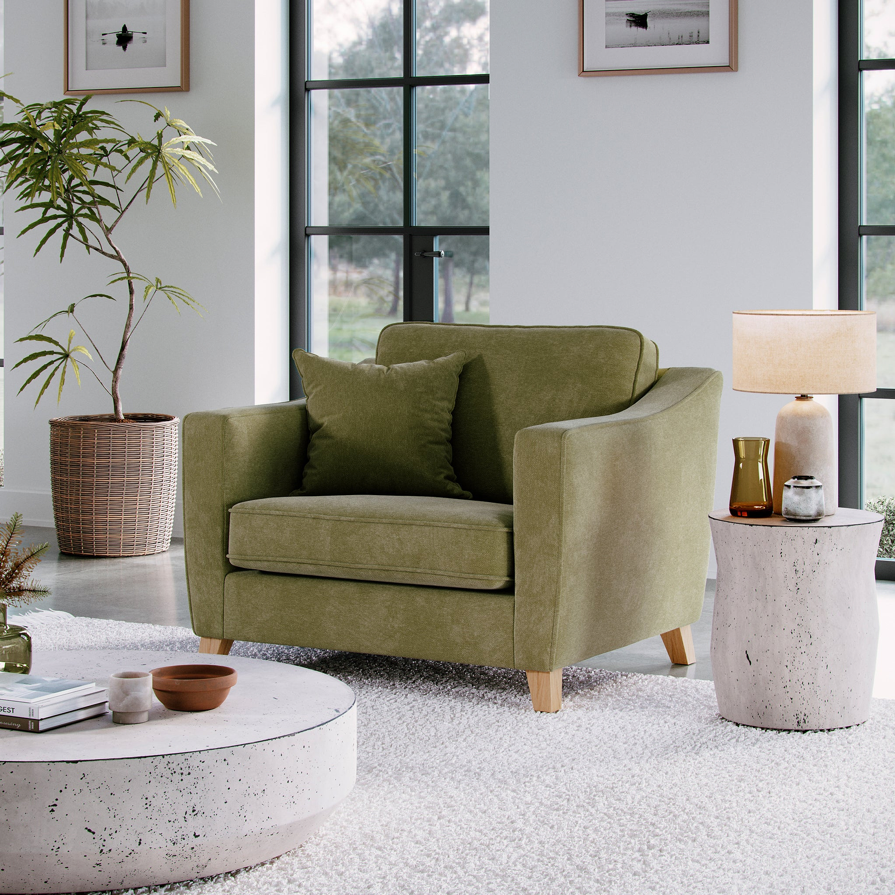 Claridge Moss Green Snuggle Chair from Roseland Furniture