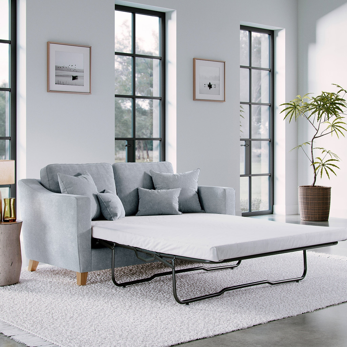 Claridge Soft Chenille 2 Seater Sofabed Ice from Roseland Furniture