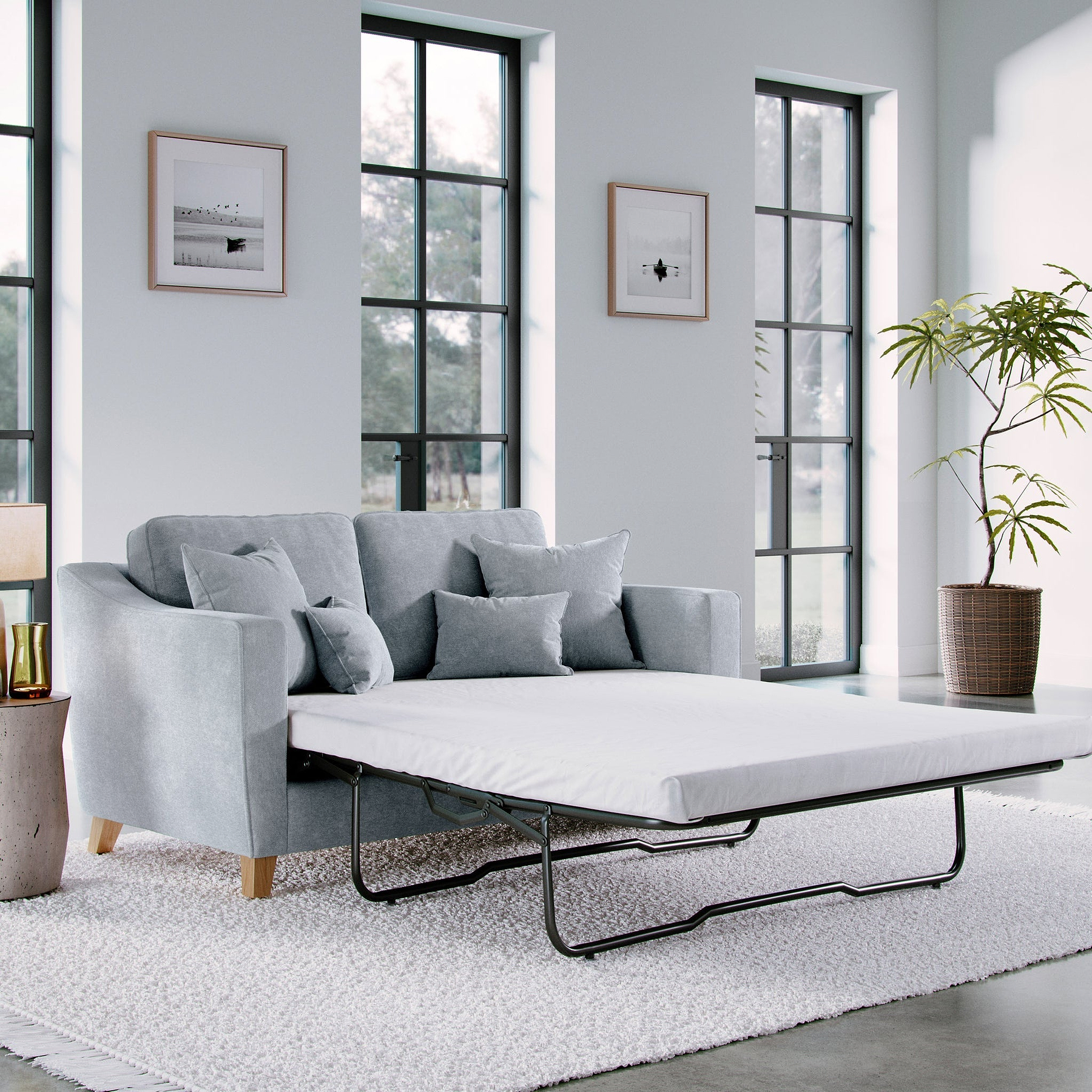 Claridge Soft Chenille 2 Seater Sofabed Ice from Roseland Furniture