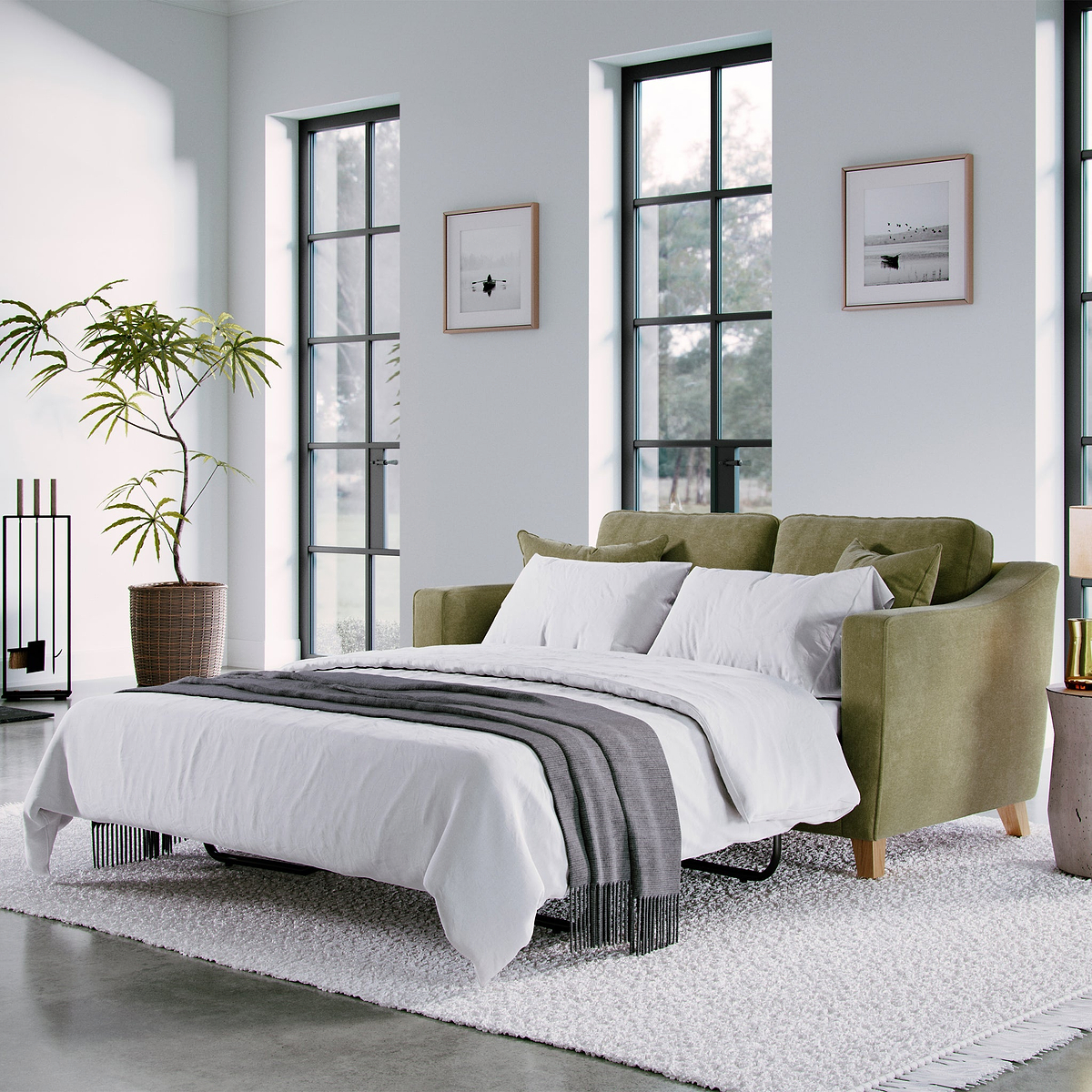 Claridge Moss Green 2 Seater Sofa Bed from Roseland Furniture