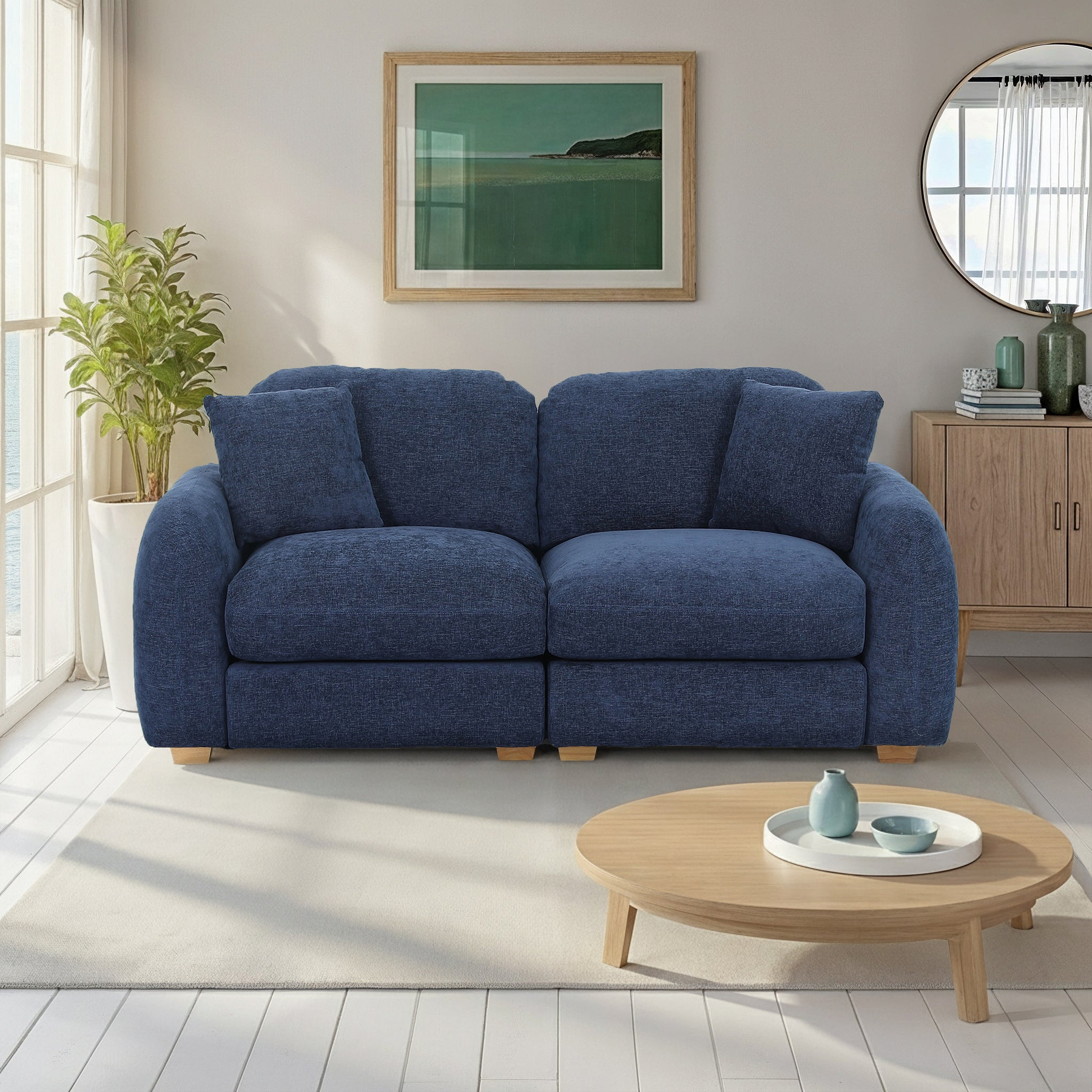 Cloud 3 Seater Sofa Deep Blue from Roseland Furniture