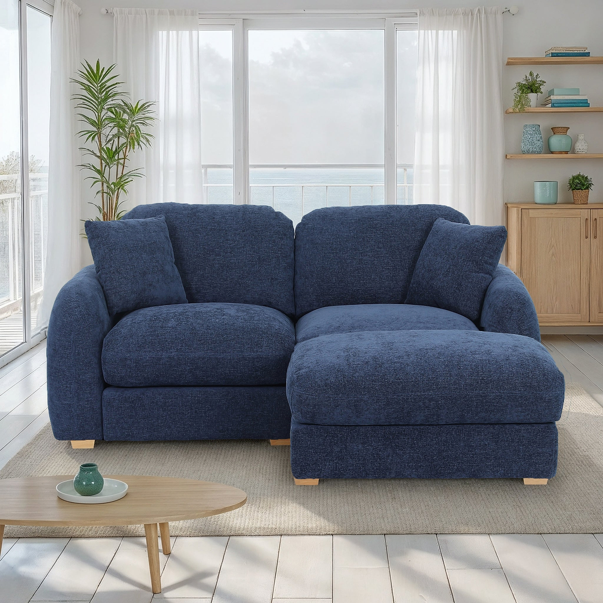 Cloud Chaise Sofa Deep Blue from Roseland Furniture