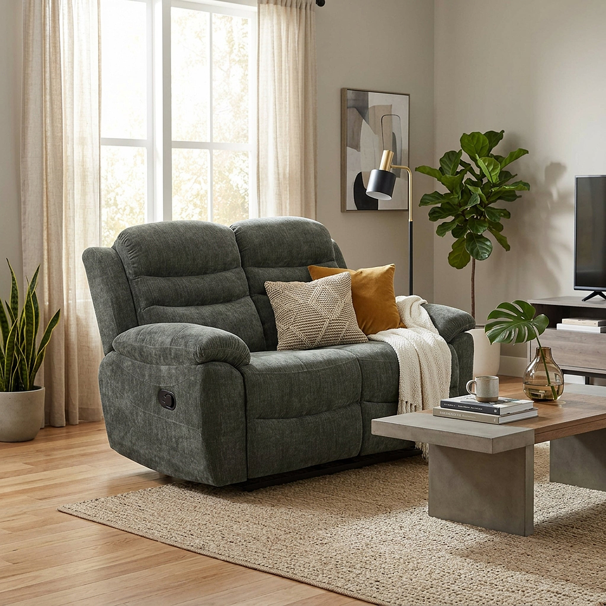 Conway Chenille Reclining 2 Seater Sofa from Roseland Furniture