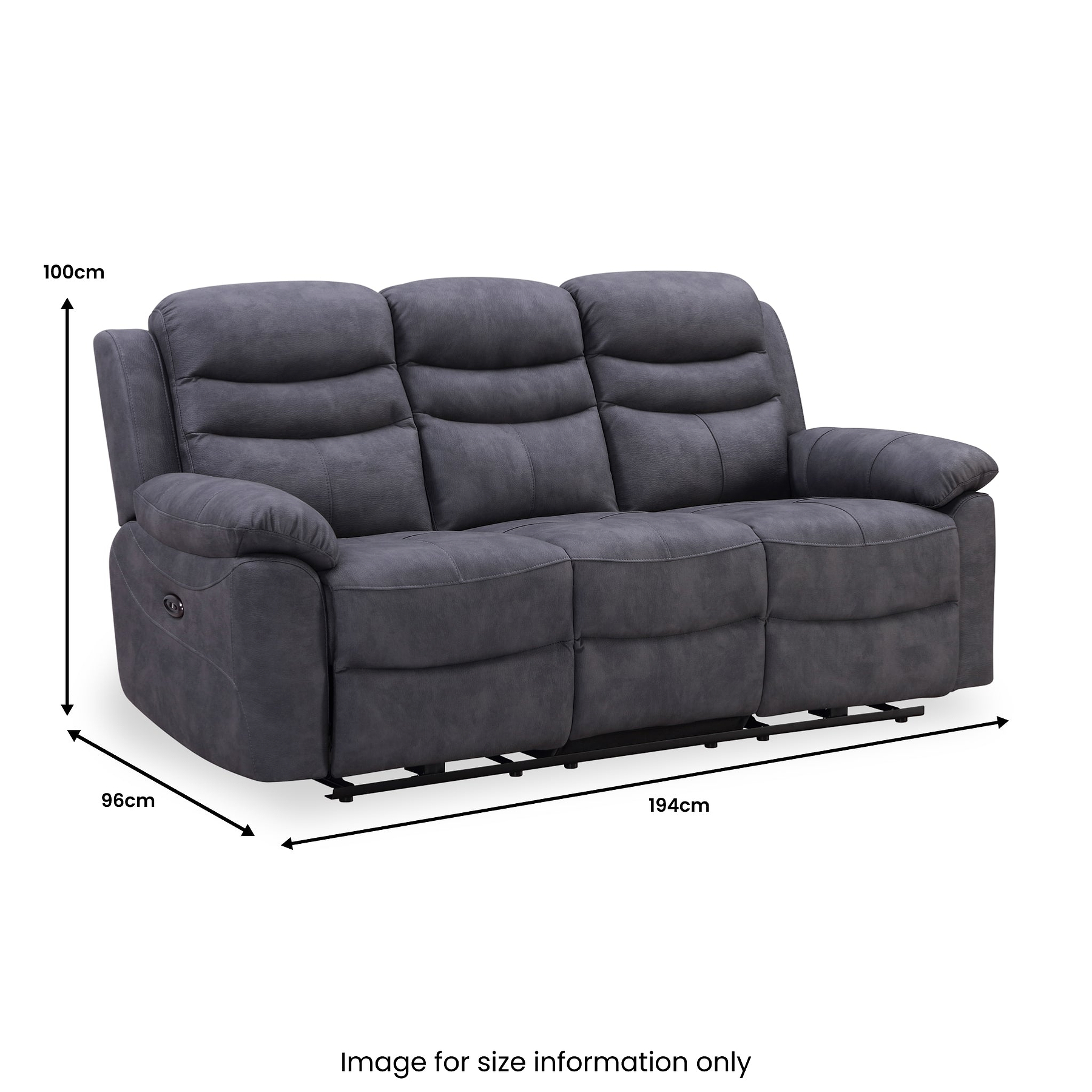Conway Charcoal Electric 3 Seater Recliner from Roseland Furniture