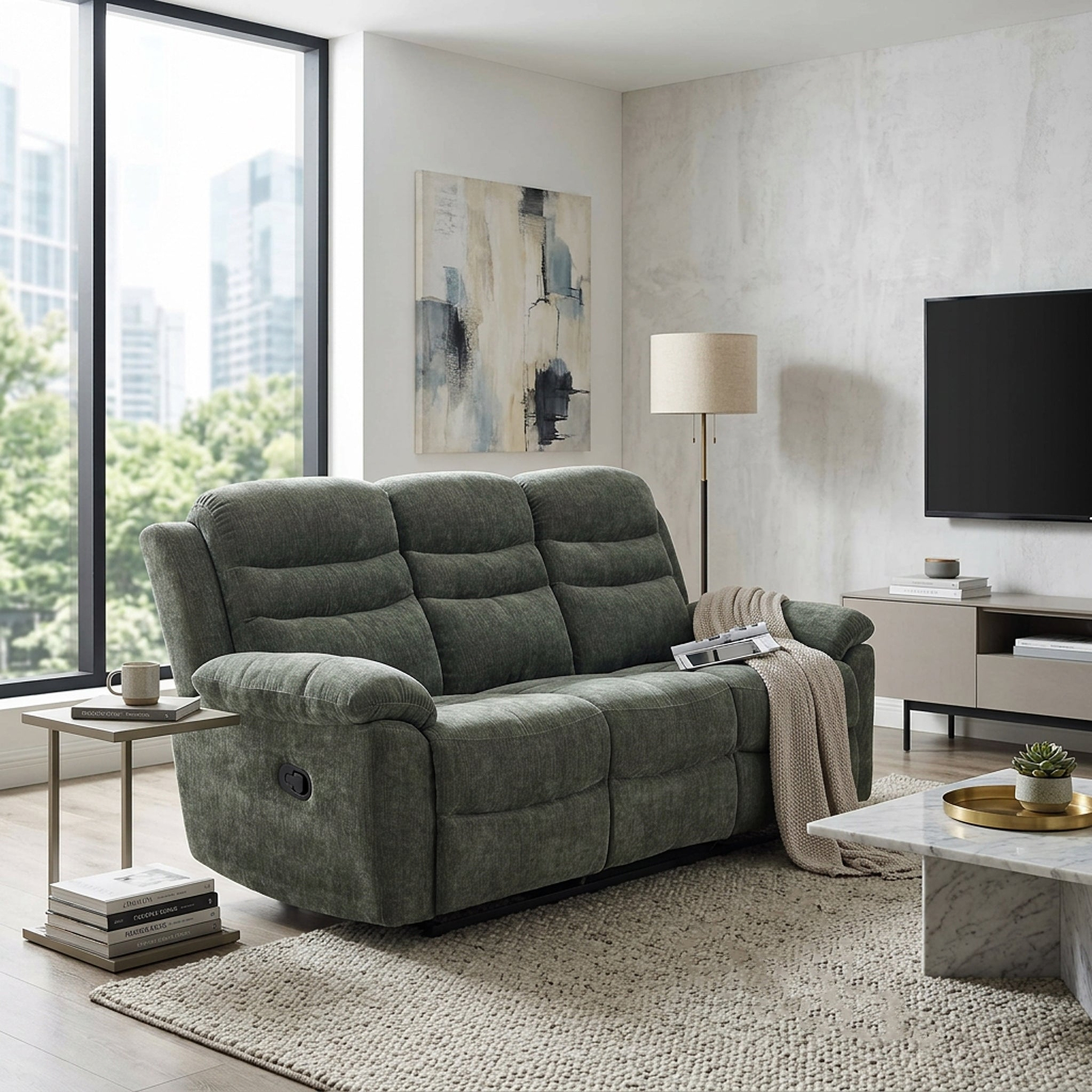 Conway Reclining 3 Seater Sofa Moss Green from Roseland Furniture