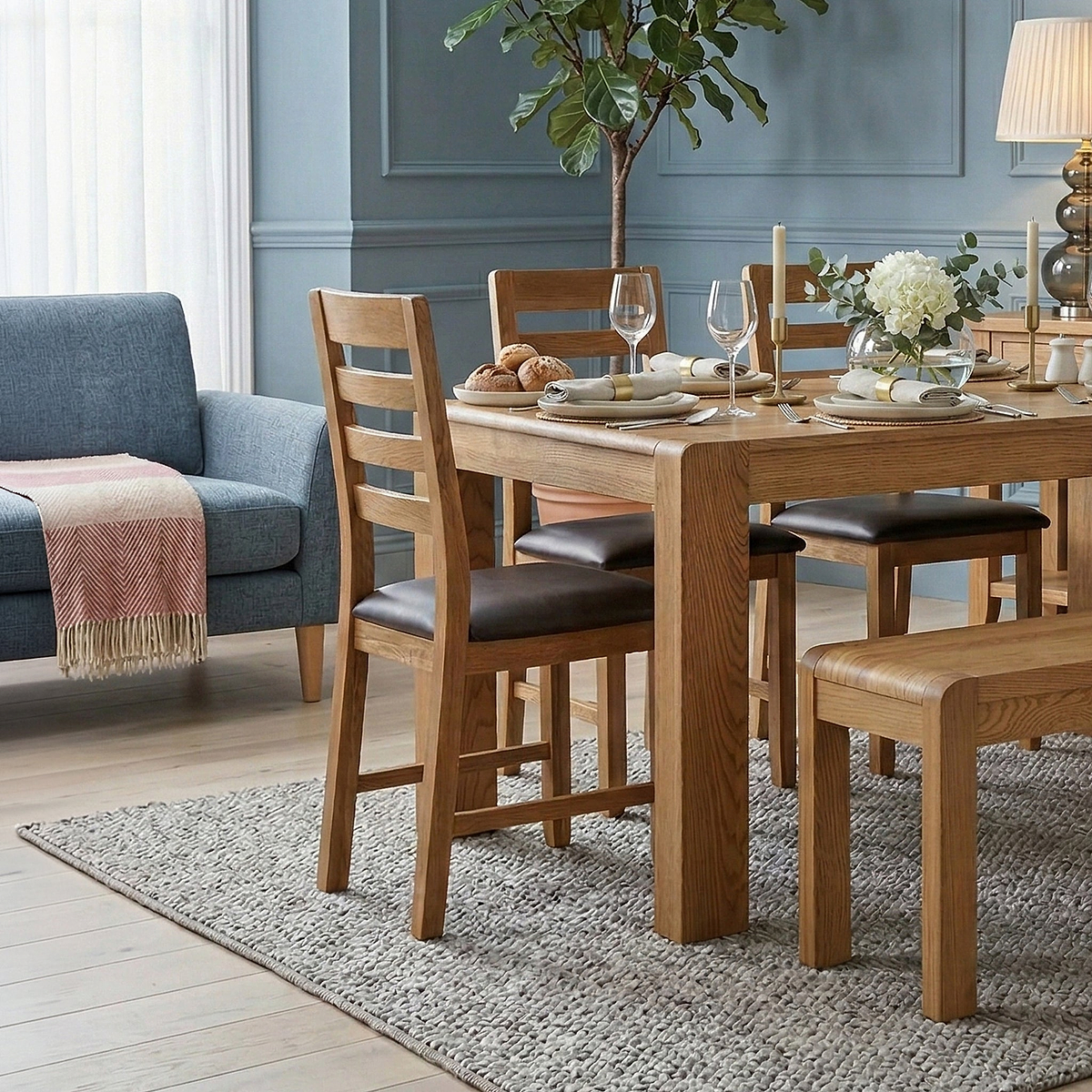 Harvey Dining Chair Brown Faux Leather by Roseland Furniture