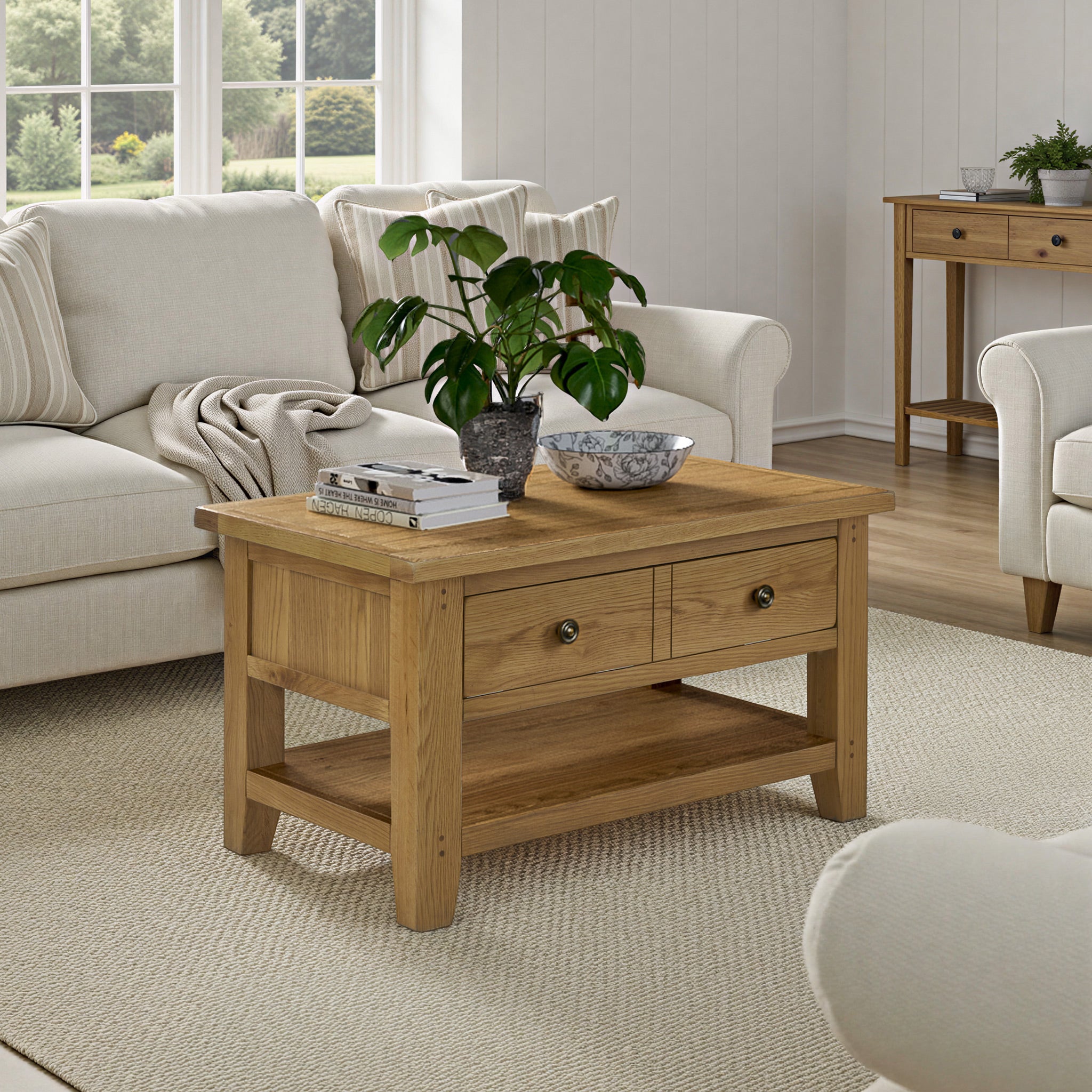 Broadway Oak Small Coffee Table with Storage Drawer | Roseland