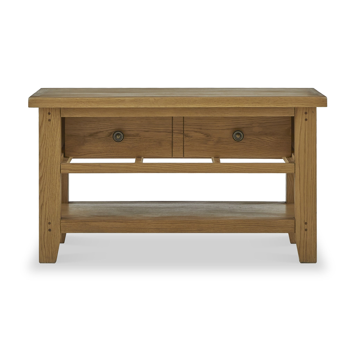 Broadway Oak Small Coffee Table by Roseland Furniture with two drawers and a lower shelf