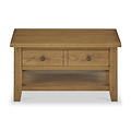 Broadway Oak Small Coffee Table by Roseland Furniture with two drawers and a lower shelf