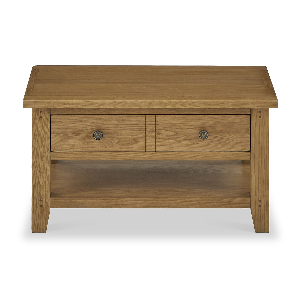 Broadway Oak Small Coffee Table by Roseland Furniture with two drawers and a lower shelf
