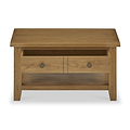 Broadway Oak Small Coffee Table by Roseland Furniture with two drawers and a lower shelf