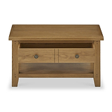 Broadway Oak Small Coffee Table by Roseland Furniture with two drawers and a lower shelf