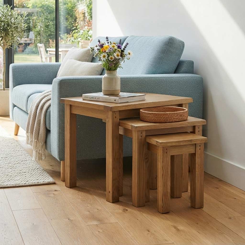 Broadway Oak Nest of Tables from Roseland Furniture