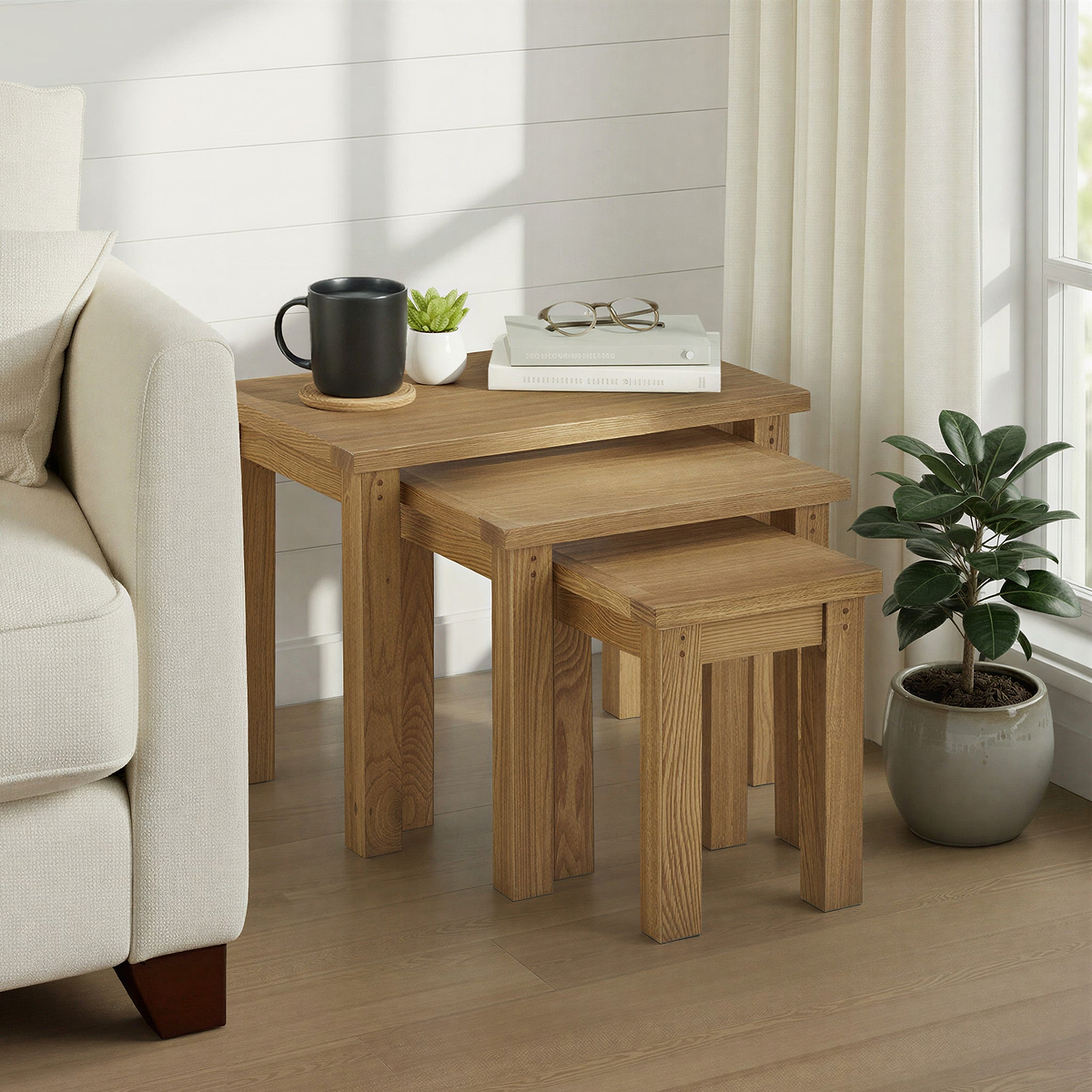 Broadway Oak Nest of Tables from Roseland Furniture