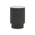Milo Mango Marble Black Fluted Side Table with Door from Roseland Furniture