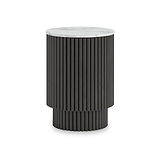 Milo Mango Marble Black Fluted Side Table with Door from Roseland Furniture