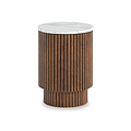 Milo Mango Marble Brown Fluted Side Table with Door from Roseland Furniture