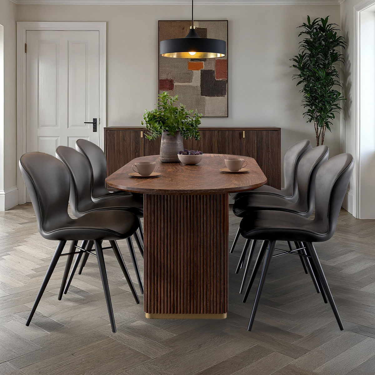 Milo Mango 200cm Walnut Fluted Dining Table by Roseland Furniture