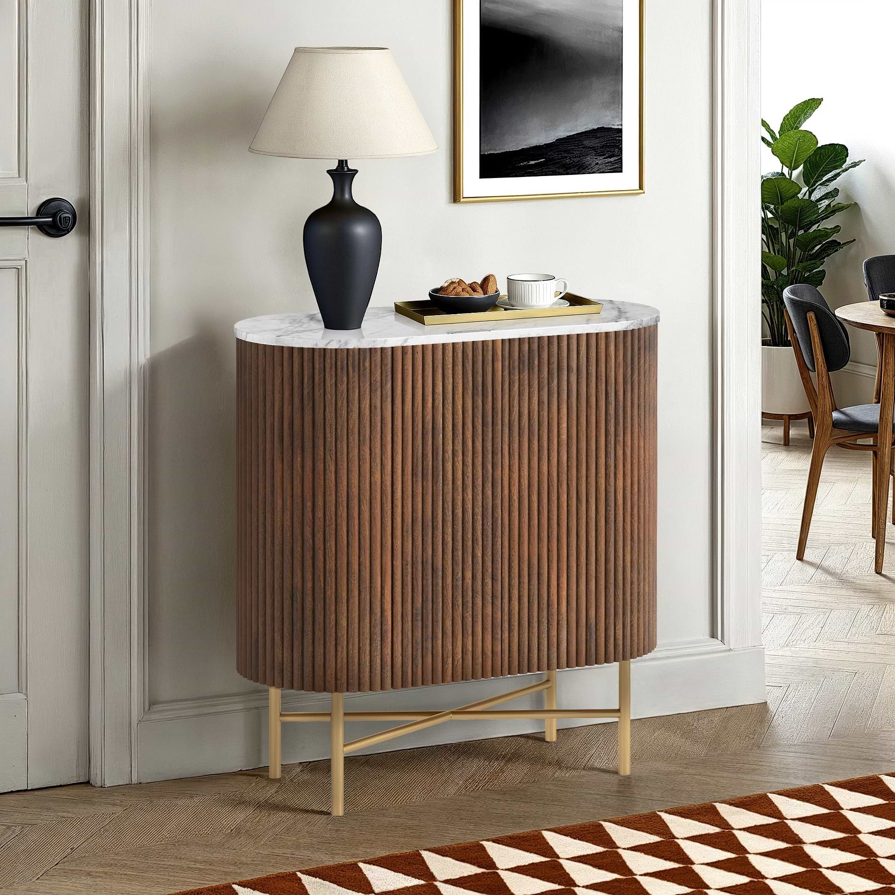 Fluted Sideboard With Rounded Milo Mango & Marble Fluted 2 Door Mini Sideboard Cabinet | Roseland