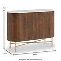 Milo Walnut Fluted Small Sideboard from Roseland Furniture - size guide