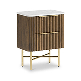 Milo Mango & Marble Walnut 2 Drawer Narrow Bedside from Roseland Furniture