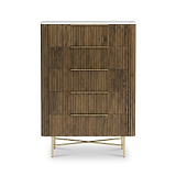 Milo Mango & Marble Walnut 5 Drawer Chest of Drawers from Roseland Furniture