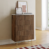 Milo Mango & Marble Walnut 5 Drawer Chest of Drawers for bedroom