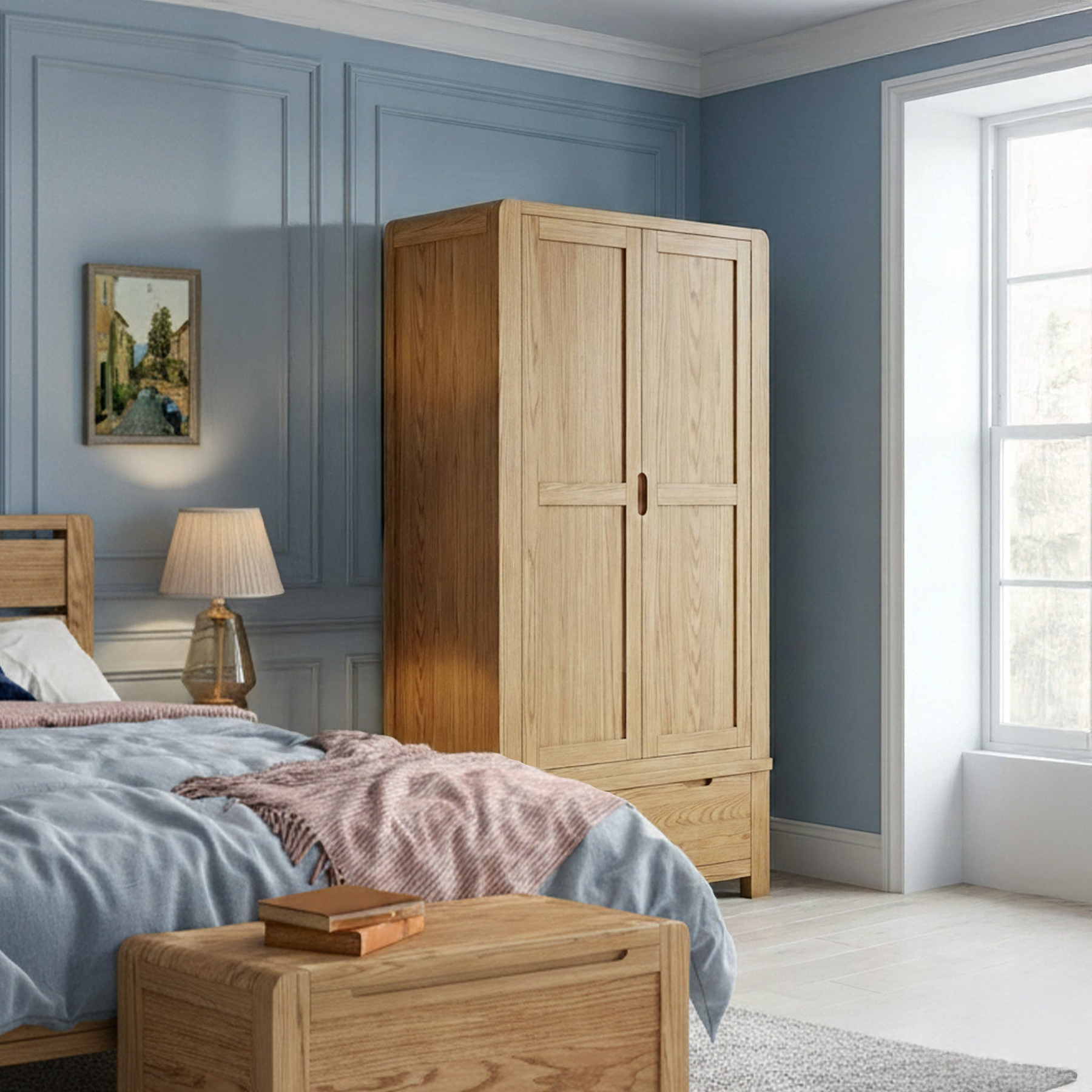 Harvey Oak Double Wardrobe from Roseland Furniture