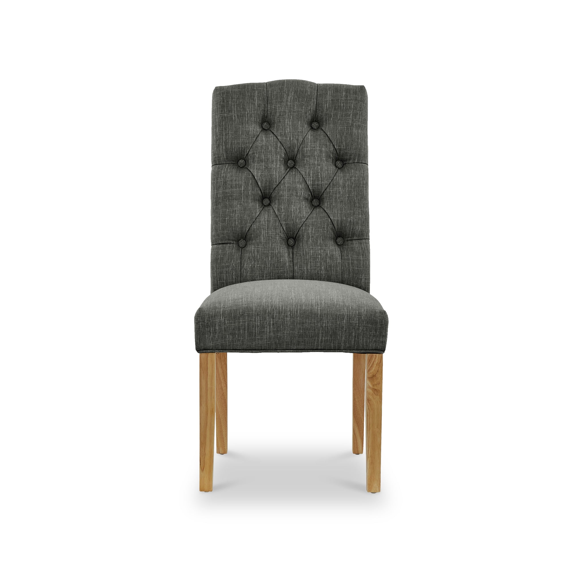Portland Button Back Dining Chair | Charcoal Natural Grey | Roseland