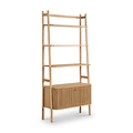Shorwell Oak Large Bookcase with 2 Door Slatted Cupboard from Roseland Furniture