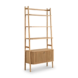 Shorwell Oak Large Bookcase with 2 Door Slatted Cupboard from Roseland Furniture