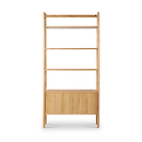 Shorwell Oak Large Bookcase with 2 Door Slatted Cupboard