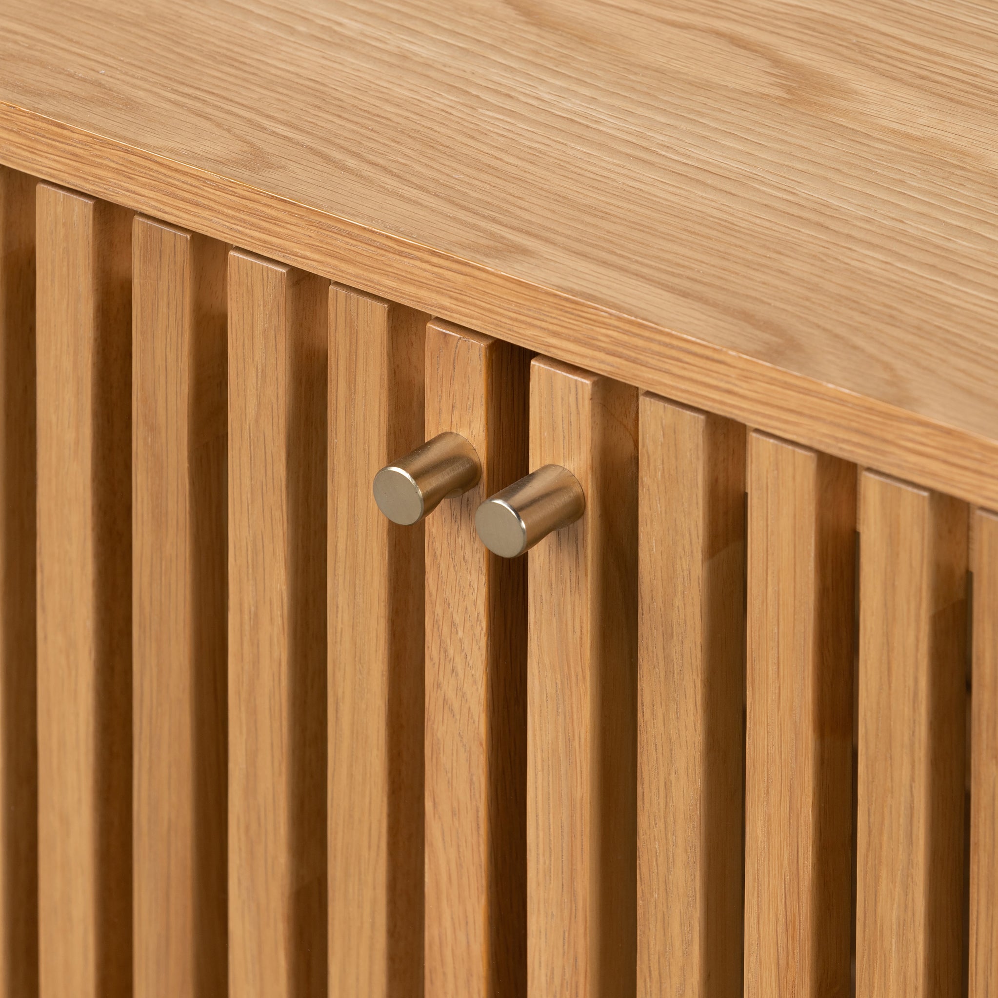 Shorwell Oak Large Bookcase with 2 Door Slatted Cupboard | Roseland