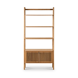 Shorwell Oak Large Bookcase with 2 Door Slatted Cupboard