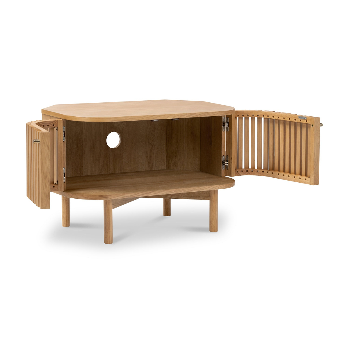 Shorwell Oak Slatted Corner TV Cabinet