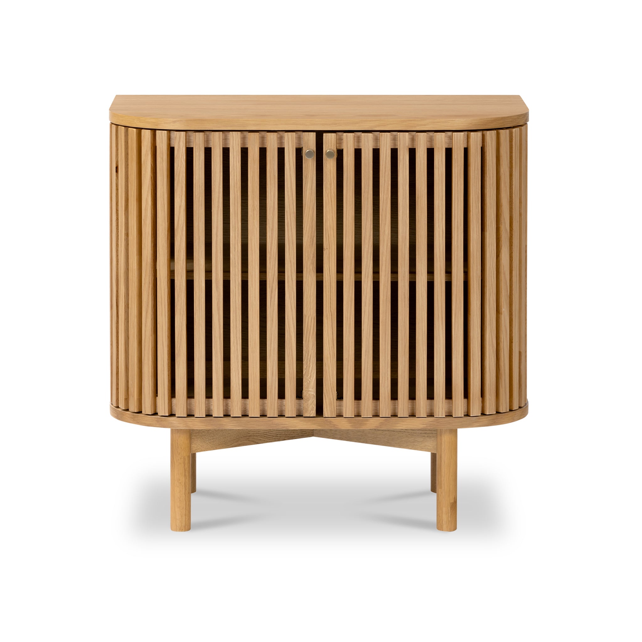Shorwell Oak Contemporary 2 Door Slatted Storage Cupboard | Roseland