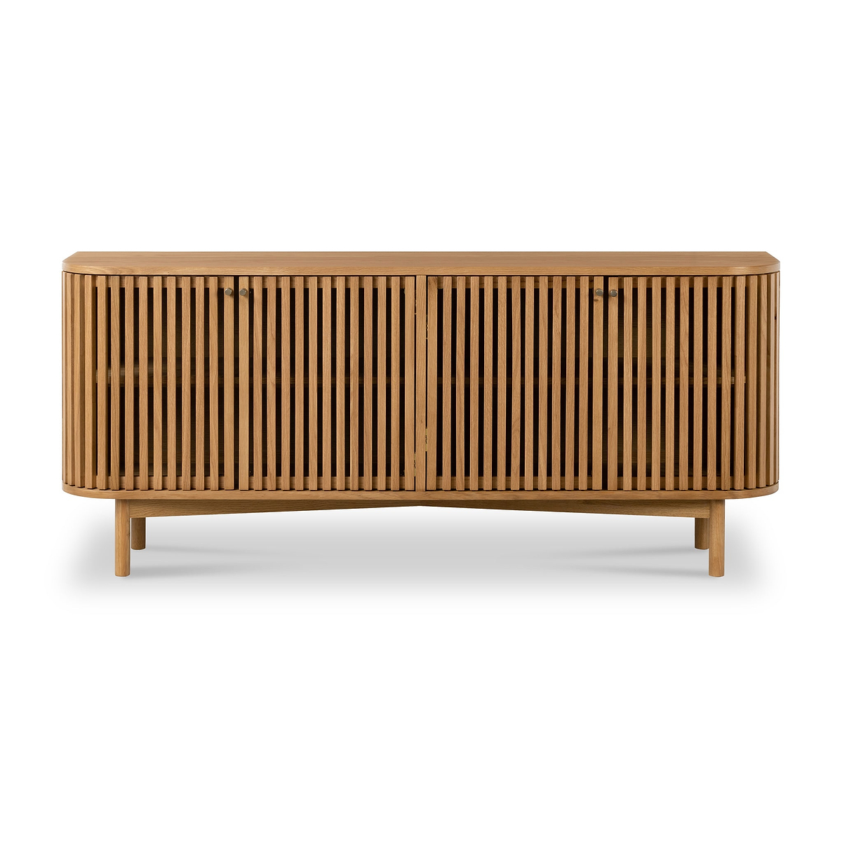 Shorwell Oak Slatted Large 4 Door Sideboard Cabinet