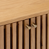Shorwell Oak Slatted Small 2 Door Sideboard Cabinet