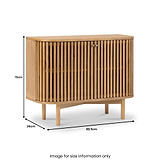 Shorwell Oak Slatted Small 2 Door Sideboard Cabinet dimensions