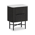 Milo Mango & Marble Black 2 Drawer Narrow Bedside from Roseland Furniture
