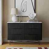 Milo Mango & Marble Black 6 Drawer Chest for bedroom