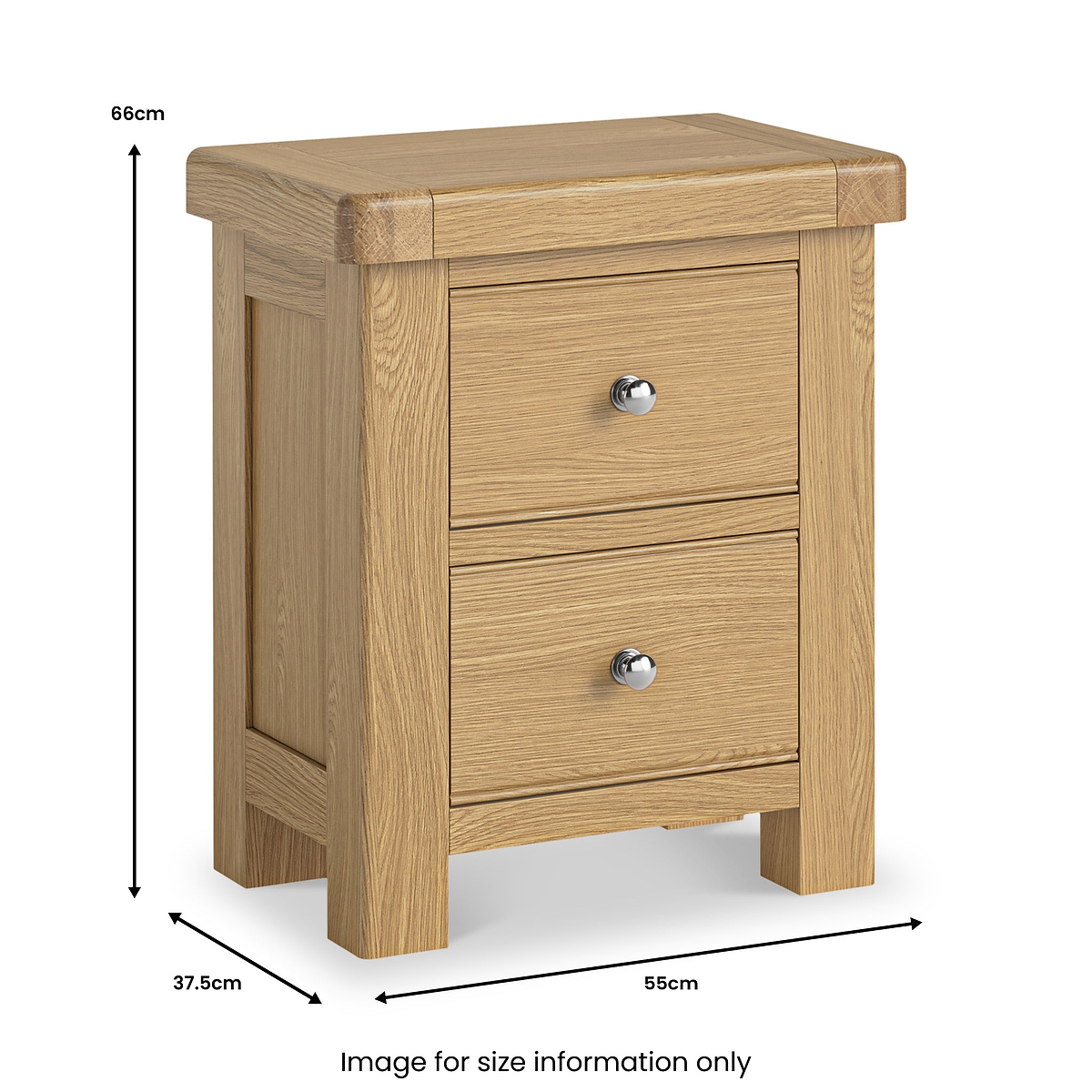 Portland-Oak-2-Drawer-Bedside-Table from Roseland Furniture
