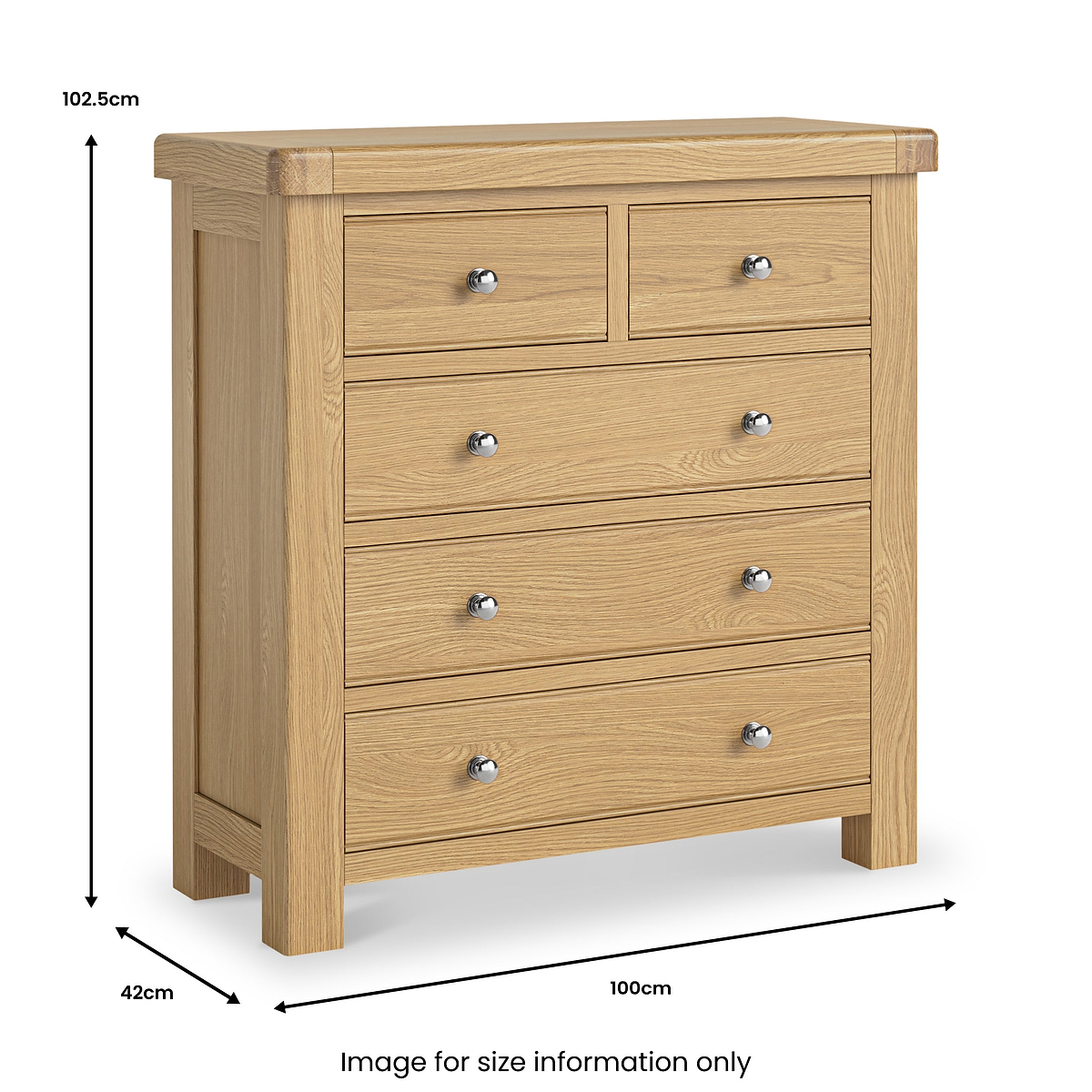Portland-Oak-2-Over-3-Drawer-Chest from Roseland Furniture
