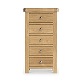 Portland Oak 5 Drawer Tallboy from Roseland Furniture