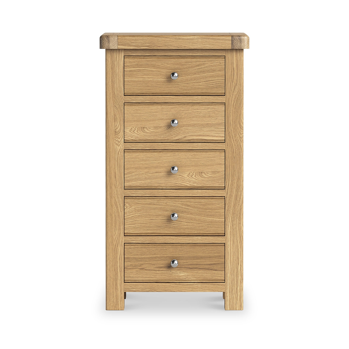 Portland Oak 5 Drawer Tallboy from Roseland Furniture
