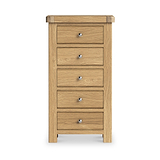 Portland Oak 5 Drawer Tallboy from Roseland Furniture